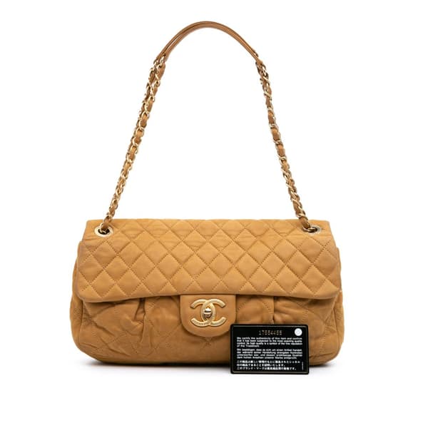 Pre-owned Chanel Large Iridescent Calfskin Chic Quilt Flap Brown