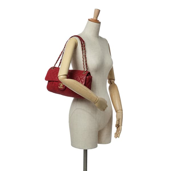 Pre-owned Chanel Large Iridescent Calfskin Chic Quilt Flap Red
