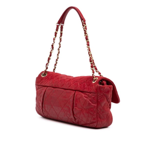 Pre-owned Chanel Large Iridescent Calfskin Chic Quilt Flap Red