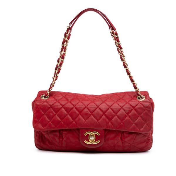 Pre-owned Chanel Large Iridescent Calfskin Chic Quilt Flap Red