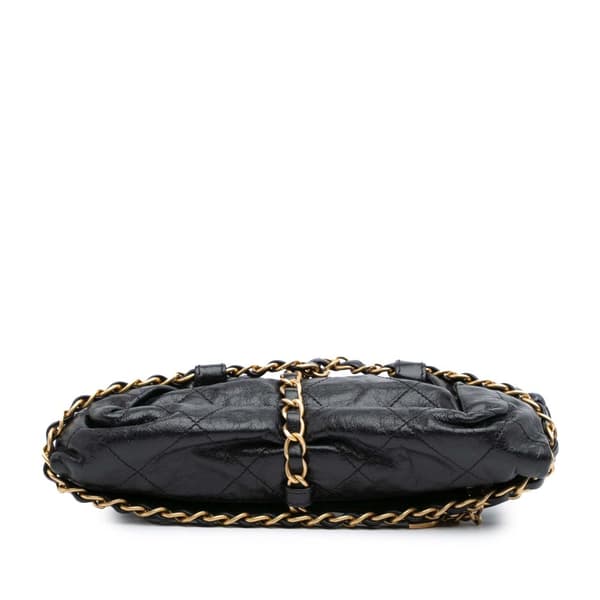 Pre-owned Chanel Quilted Calfskin Midnight Swim Baluchon Bag Black