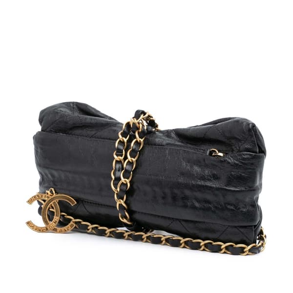 Pre-owned Chanel Quilted Calfskin Midnight Swim Baluchon Bag Black