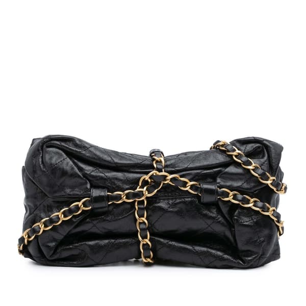 Pre-owned Chanel Quilted Calfskin Midnight Swim Baluchon Bag Black