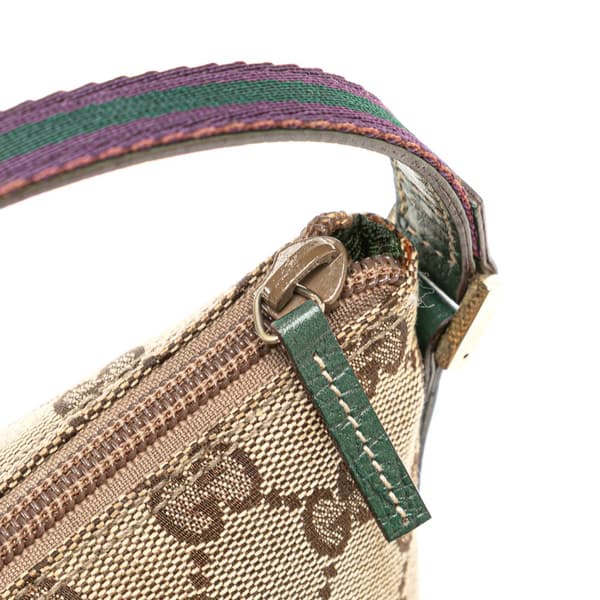 Pre-owned Gucci GG Canvas Web Boat Brown