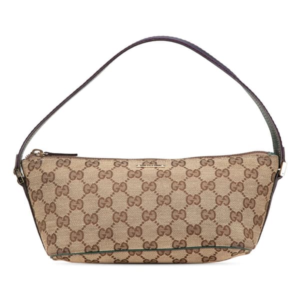 Pre-owned Gucci GG Canvas Web Boat Brown