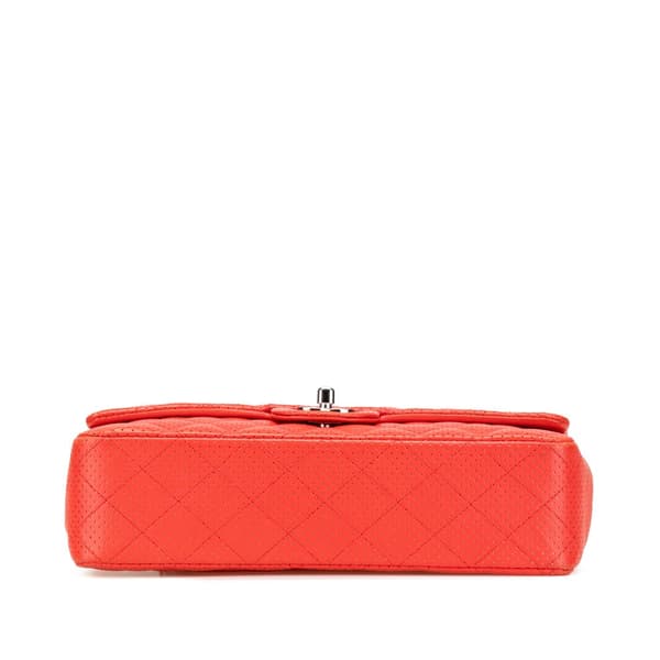 Pre-owned Chanel Medium Classic Perforated Lambskin Single Flap Red