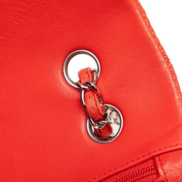 Pre-owned Chanel Medium Classic Perforated Lambskin Single Flap Red