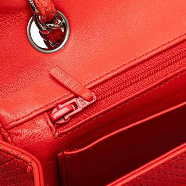 Pre-owned Chanel Medium Classic Perforated Lambskin Single Flap Red