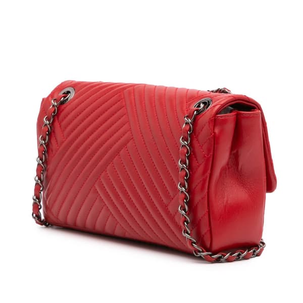 Pre-owned Chanel Medium Lambskin CC Crossing Flap Red