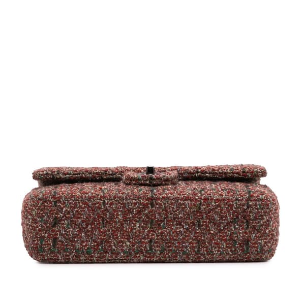 Pre-owned Chanel Medium Classic Tweed Double Flap Red