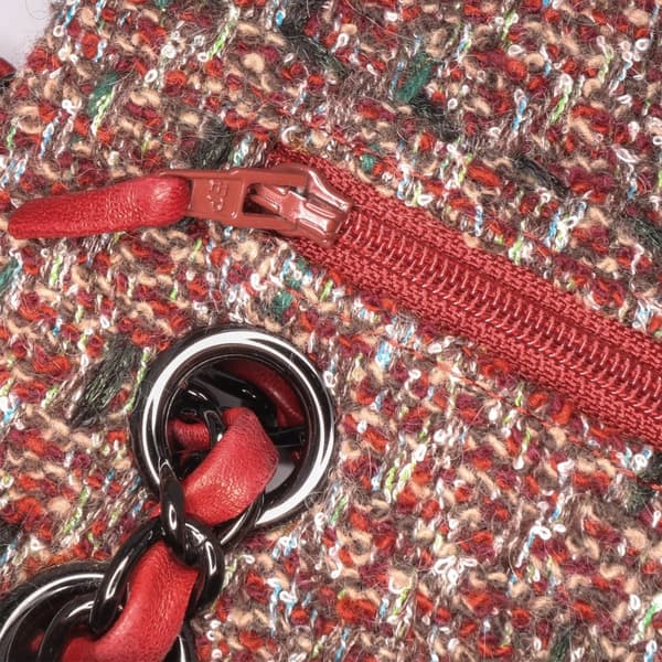 Pre-owned Chanel Medium Classic Tweed Double Flap Red