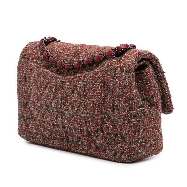 Pre-owned Chanel Medium Classic Tweed Double Flap Red
