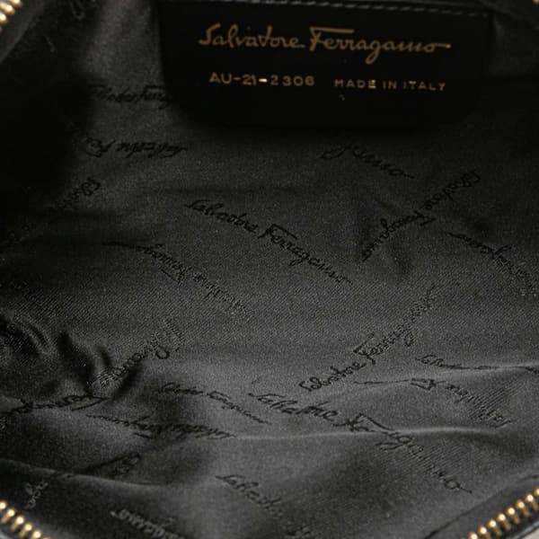Pre-owned Ferragamo Leather Gancini Shoulder Bag Black
