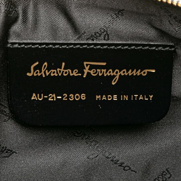 Pre-owned Ferragamo Leather Gancini Shoulder Bag Black