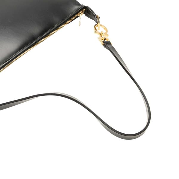 Pre-owned Ferragamo Leather Gancini Shoulder Bag Black