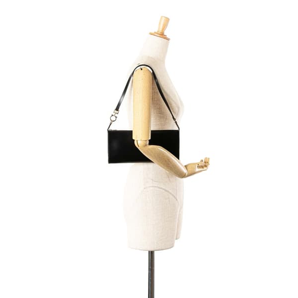 Pre-owned Ferragamo Leather Gancini Shoulder Bag Black