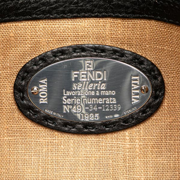 Pre-owned Fendi Pebbled Leather Selleria Dome Shoulder Bag Black