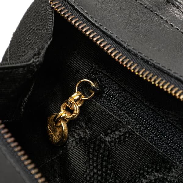 Pre-owned Ferragamo Nylon Tiered Grosgrain Shoulder Bag Black
