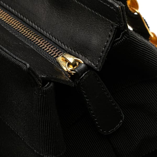 Pre-owned Ferragamo Nylon Tiered Grosgrain Shoulder Bag Black