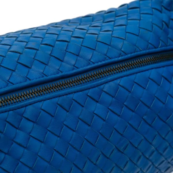 Pre-owned Bottega Veneta Nappa Intrecciato Shoulder Bag Blue