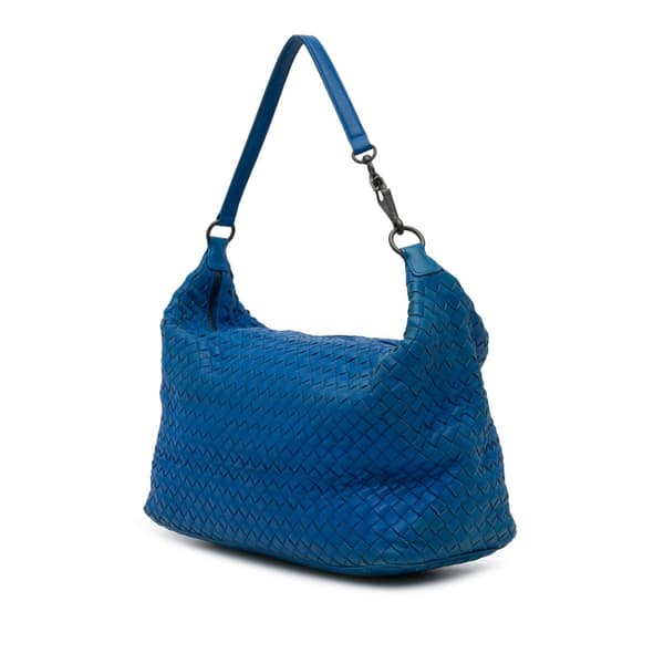 Pre-owned Bottega Veneta Nappa Intrecciato Shoulder Bag Blue
