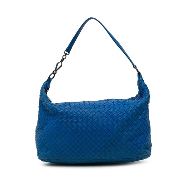 Pre-owned Bottega Veneta Nappa Intrecciato Shoulder Bag Blue