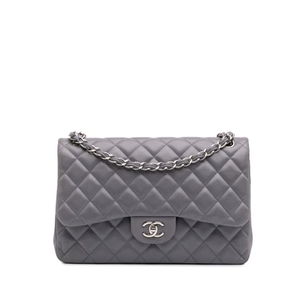 Pre-owned Chanel Jumbo Classic Lambskin Double Flap Purple
