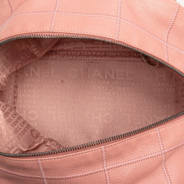 Pre-owned Chanel Choco Bar Caviar Shoulder Bag Pink