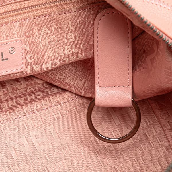 Pre-owned Chanel Choco Bar Caviar Shoulder Bag Pink