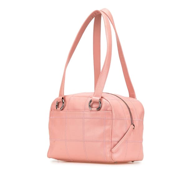 Pre-owned Chanel Choco Bar Caviar Shoulder Bag Pink