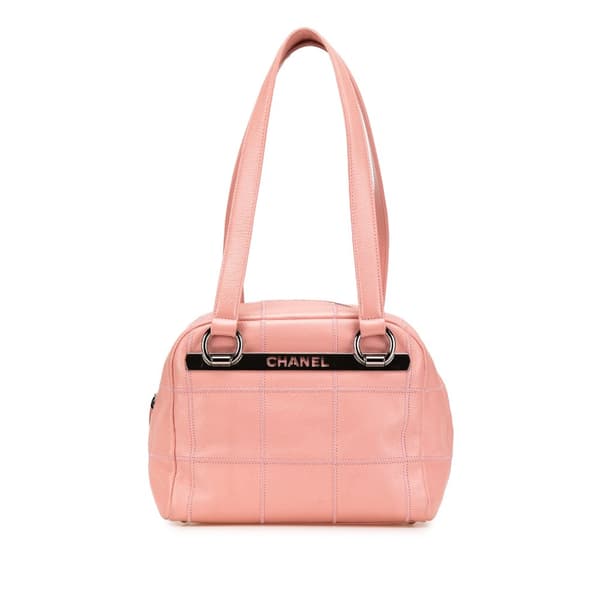 Pre-owned Chanel Choco Bar Caviar Shoulder Bag Pink