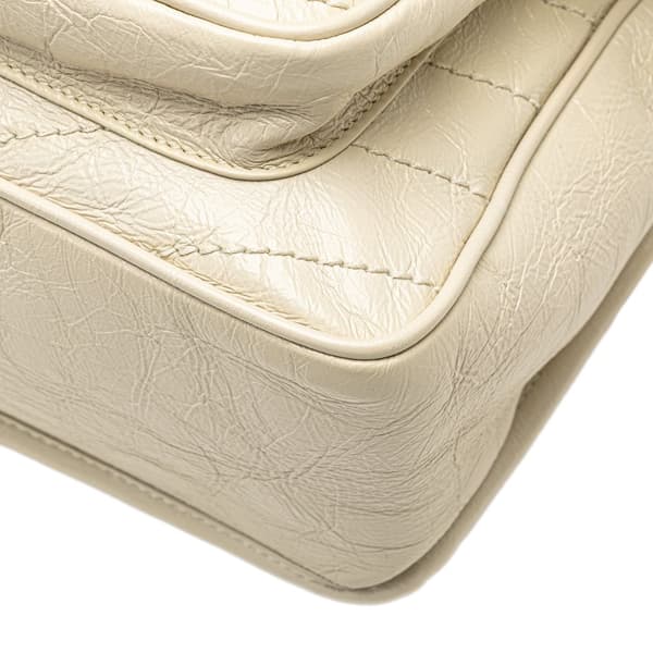 Pre-owned Saint Laurent Medium Crinkled Calfskin Niki Bag White