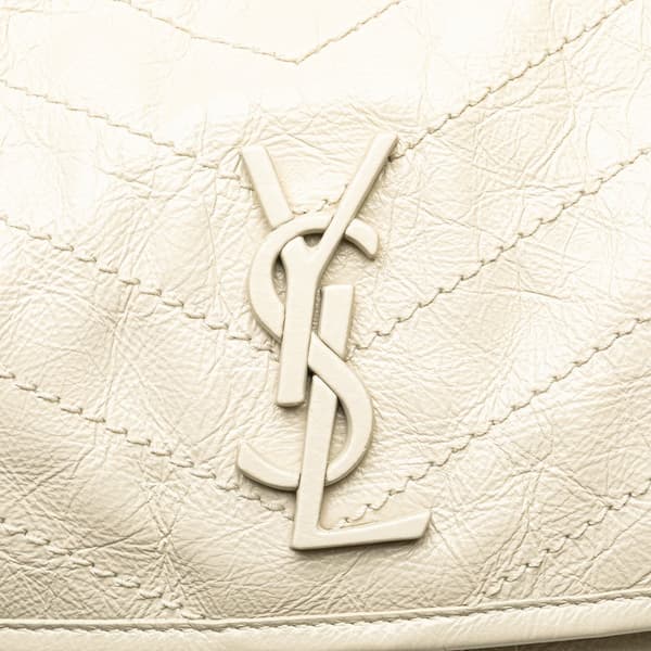Pre-owned Saint Laurent Medium Crinkled Calfskin Niki Bag White