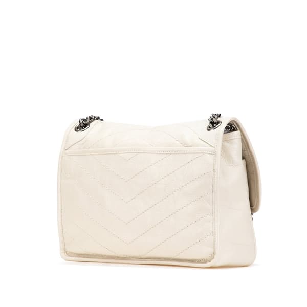 Pre-owned Saint Laurent Medium Crinkled Calfskin Niki Bag White