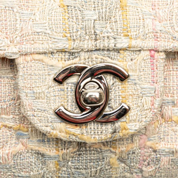 Pre-owned Chanel Medium Classic Tweed Double Flap Brown
