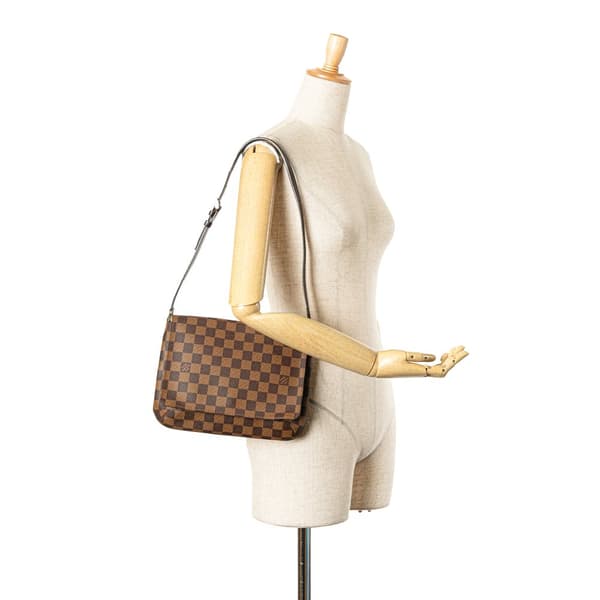 Pre-owned Louis Vuitton Damier Ebene Musette Tango Short Strap Brown