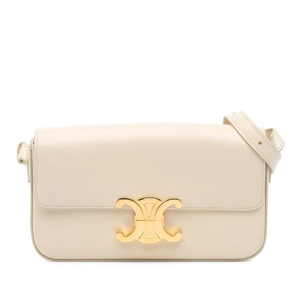 Pre-owned Celine Triomphe Leather Claude Shoulder Bag Brown