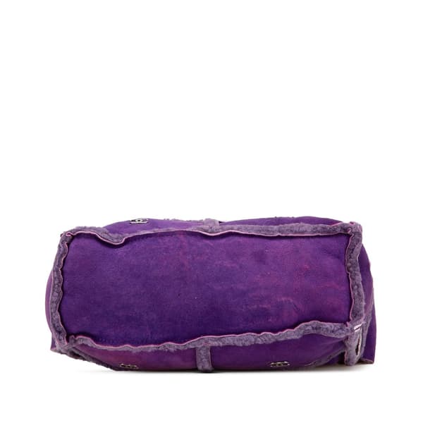 Pre-owned Chanel CC Shearling Suede Shoulder Bag Purple