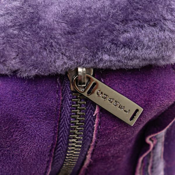 Pre-owned Chanel CC Shearling Suede Shoulder Bag Purple