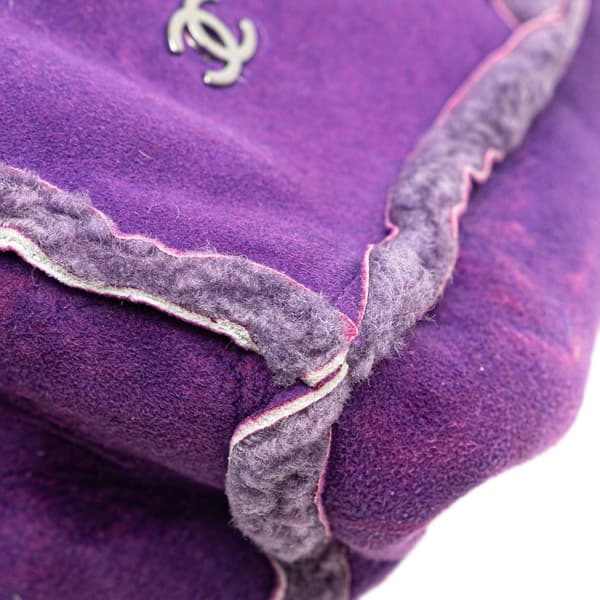 Pre-owned Chanel CC Shearling Suede Shoulder Bag Purple