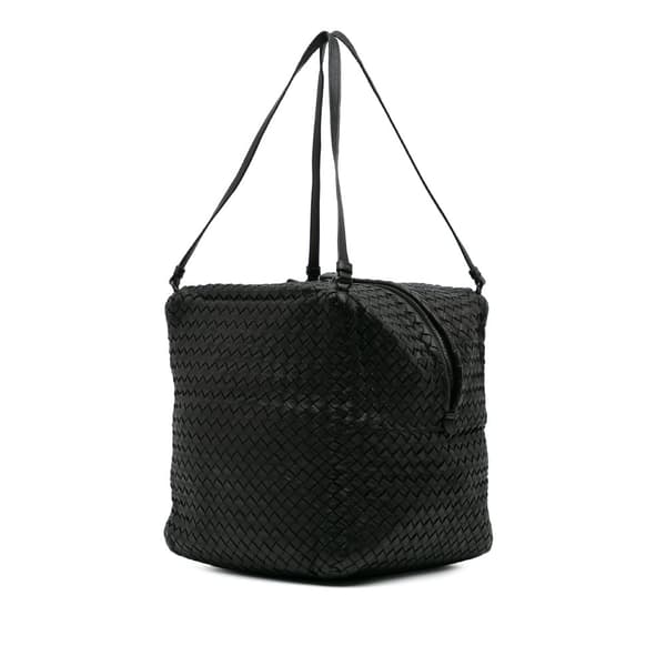 Pre-owned Bottega Veneta Nappa Intrecciato Cube Shoulder Bag Black