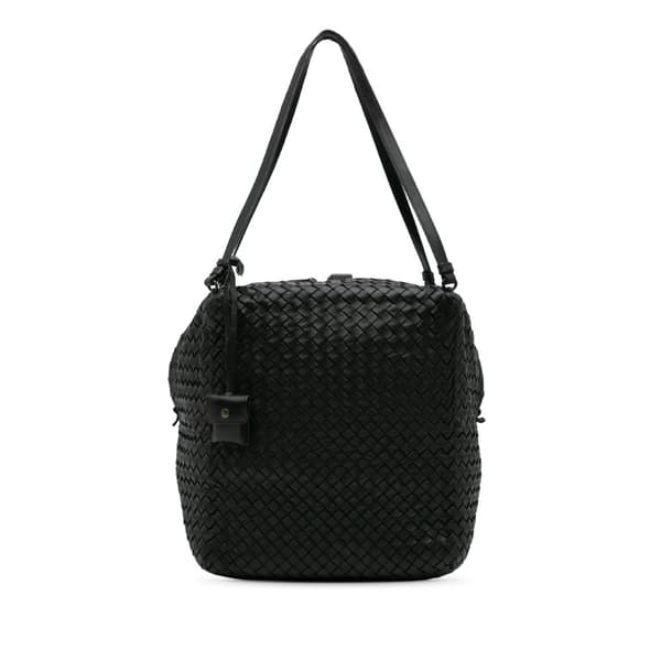 Pre-owned Bottega Veneta Nappa Intrecciato Cube Shoulder Bag Black