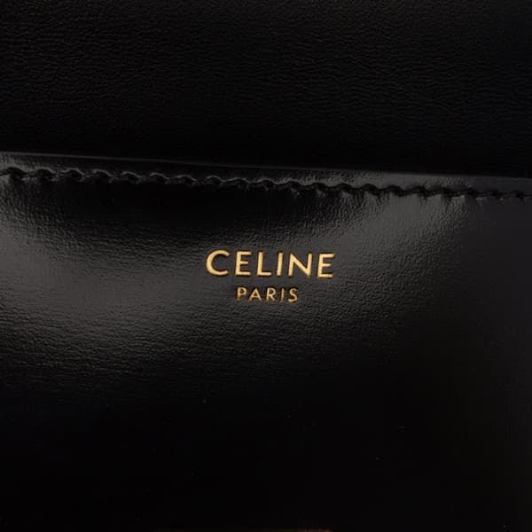 Pre-owned Celine Triomphe Leather Claude Chain Shoulder Bag Black