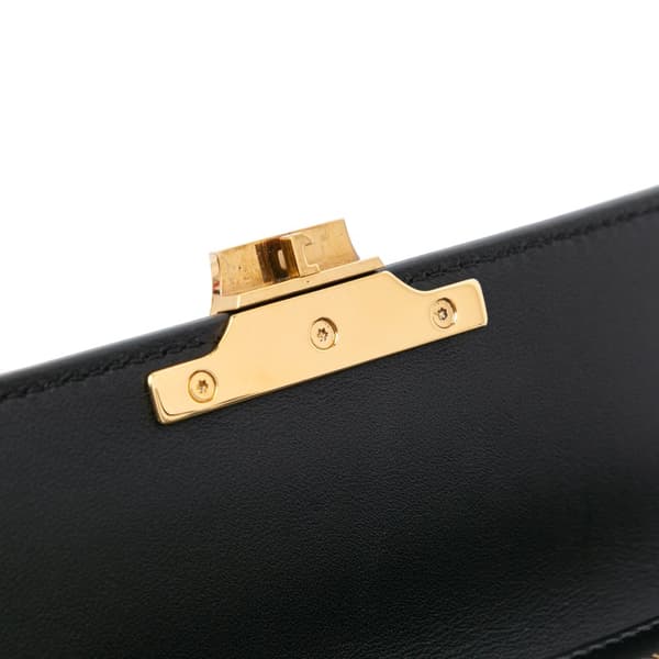 Pre-owned Celine Triomphe Leather Claude Chain Shoulder Bag Black