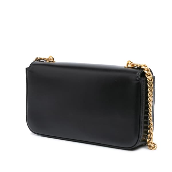 Pre-owned Celine Triomphe Leather Claude Chain Shoulder Bag Black