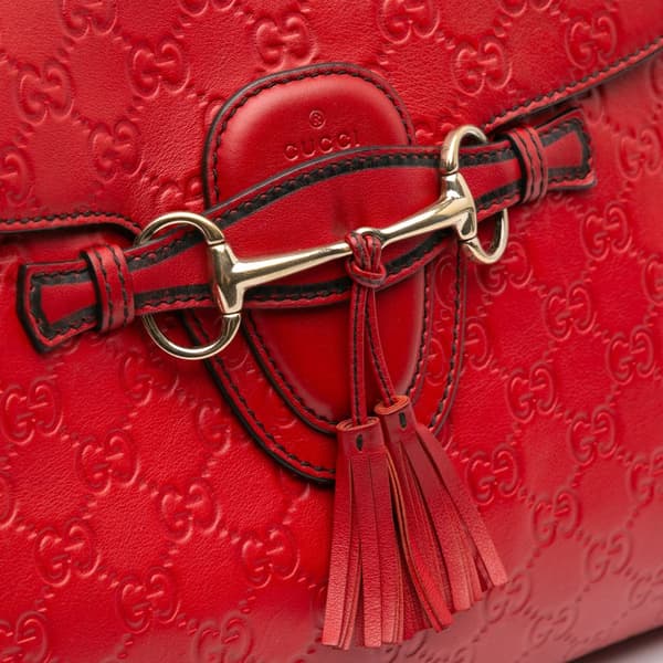 Pre-owned Gucci Large Guccissima Emily Shoulder Bag Red