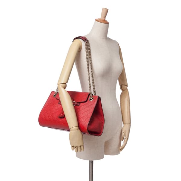 Pre-owned Gucci Large Guccissima Emily Shoulder Bag Red