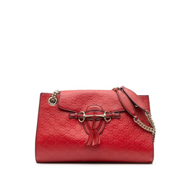 Pre-owned Gucci Large Guccissima Emily Shoulder Bag Red