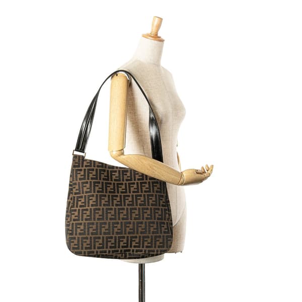 Pre-owned Fendi Zucca Canvas Shoulder Bag Brown