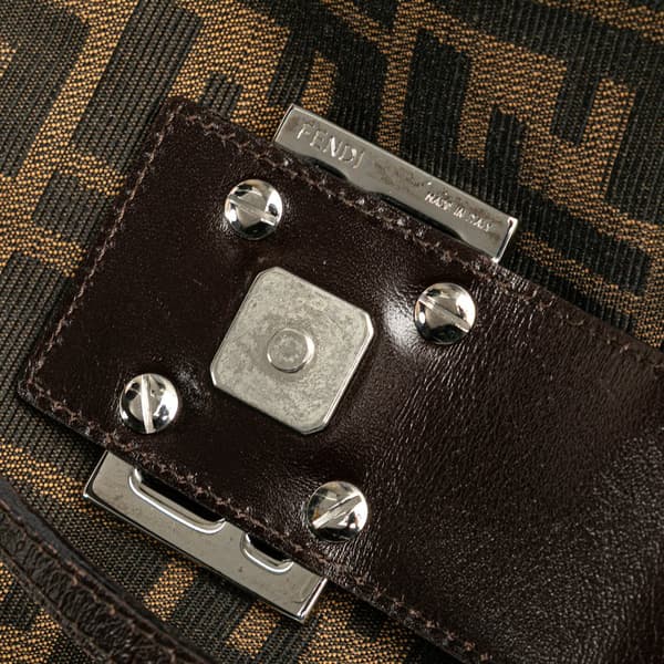 Pre-owned Fendi Zucca Canvas Bento Box Shoulder Bag Brown